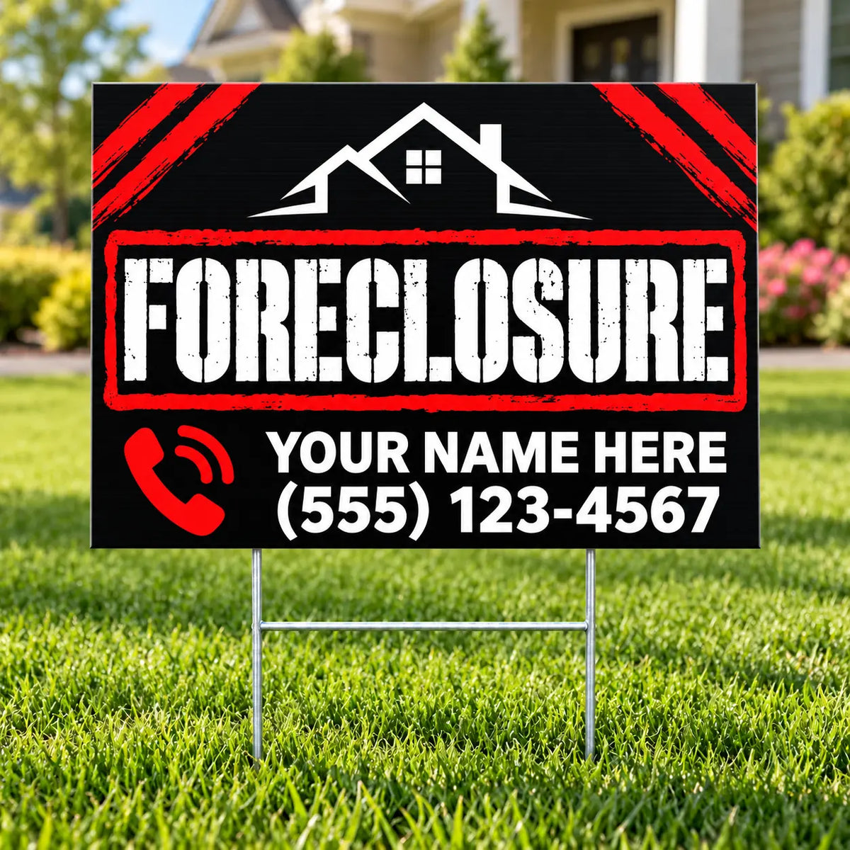 Real Estate - Foreclosure - Red Black Stencil YardSigns.com