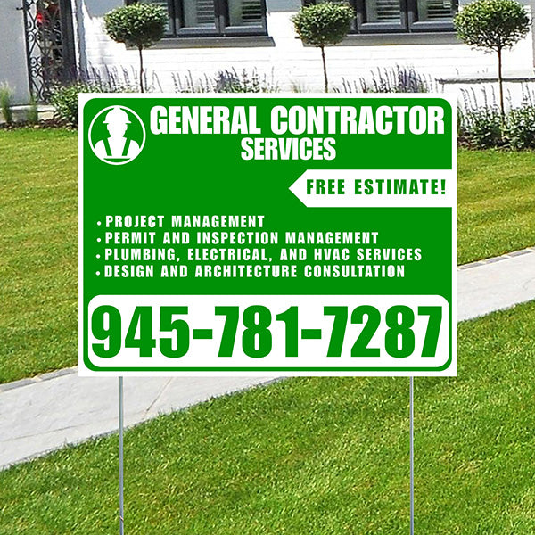 General Contractor Services - Project Management, Permit and Inspection Management, Plumbing, Electrical, and HVAC Services, Design and Architecture Consultation with Free Estimate - Plain Green White Design