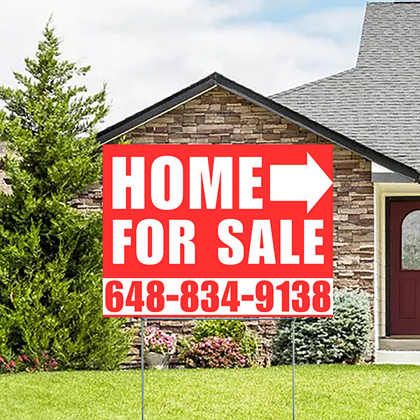 Home Sale Yard Sign - Plain Red White - Right Arrow Design - YardSigns.com