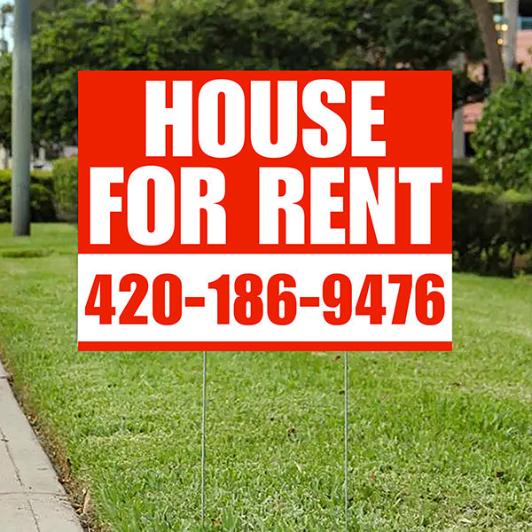 Real Estate - House For Rent - Plain Chili Red White Design - YardSigns.com