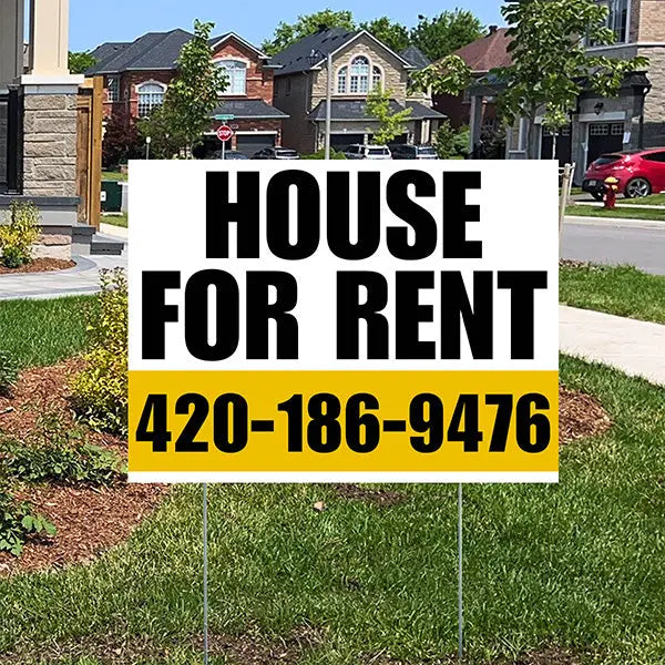 Real Estate - House For Rent - Plain White Mustard Gold Design YardSigns.com