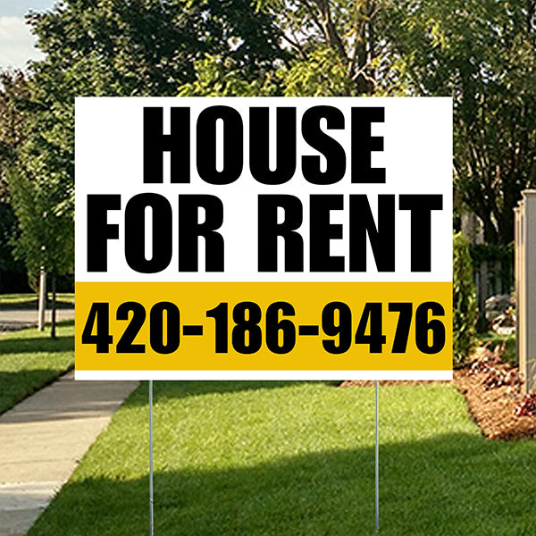 Real Estate - House For Rent - Plain White Mustard Gold Design - YardSigns.com