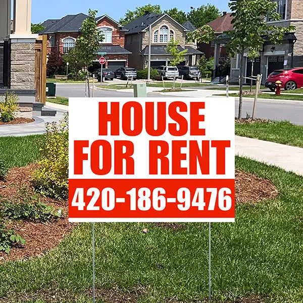 Real Estate - House For Rent - Plain White Chili Red Design YardSigns.com