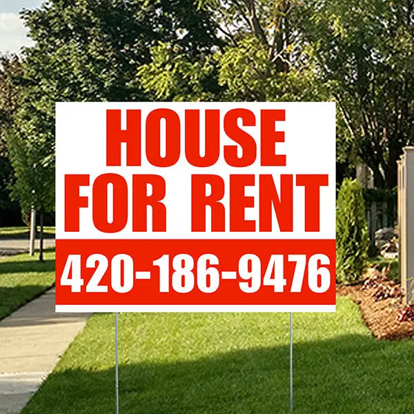 Real Estate - House For Rent - Plain White Chili Red Design YardSigns.com