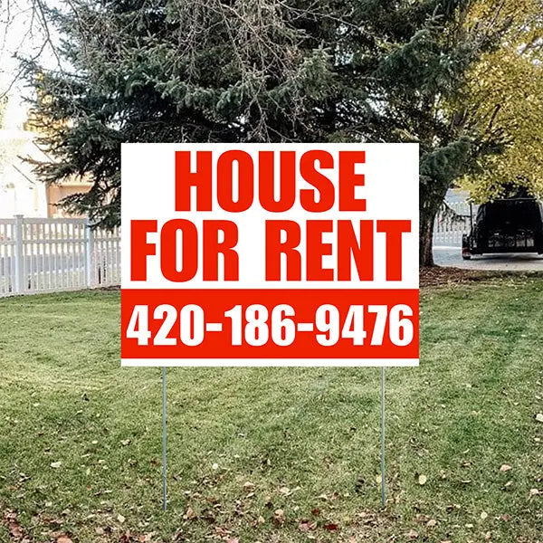 Real Estate - House For Rent - Plain White Chili Red Design YardSigns.com