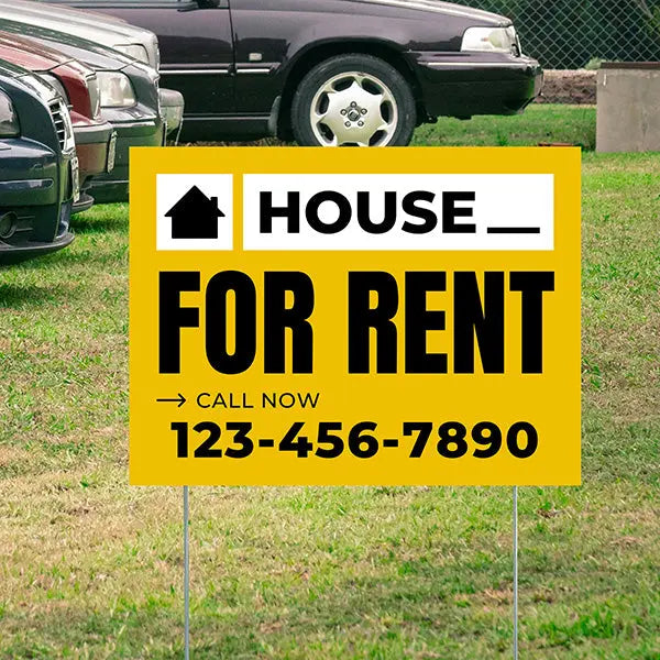 Real Estate - For Rent - Plain White Mustard Gold Design YardSigns.com
