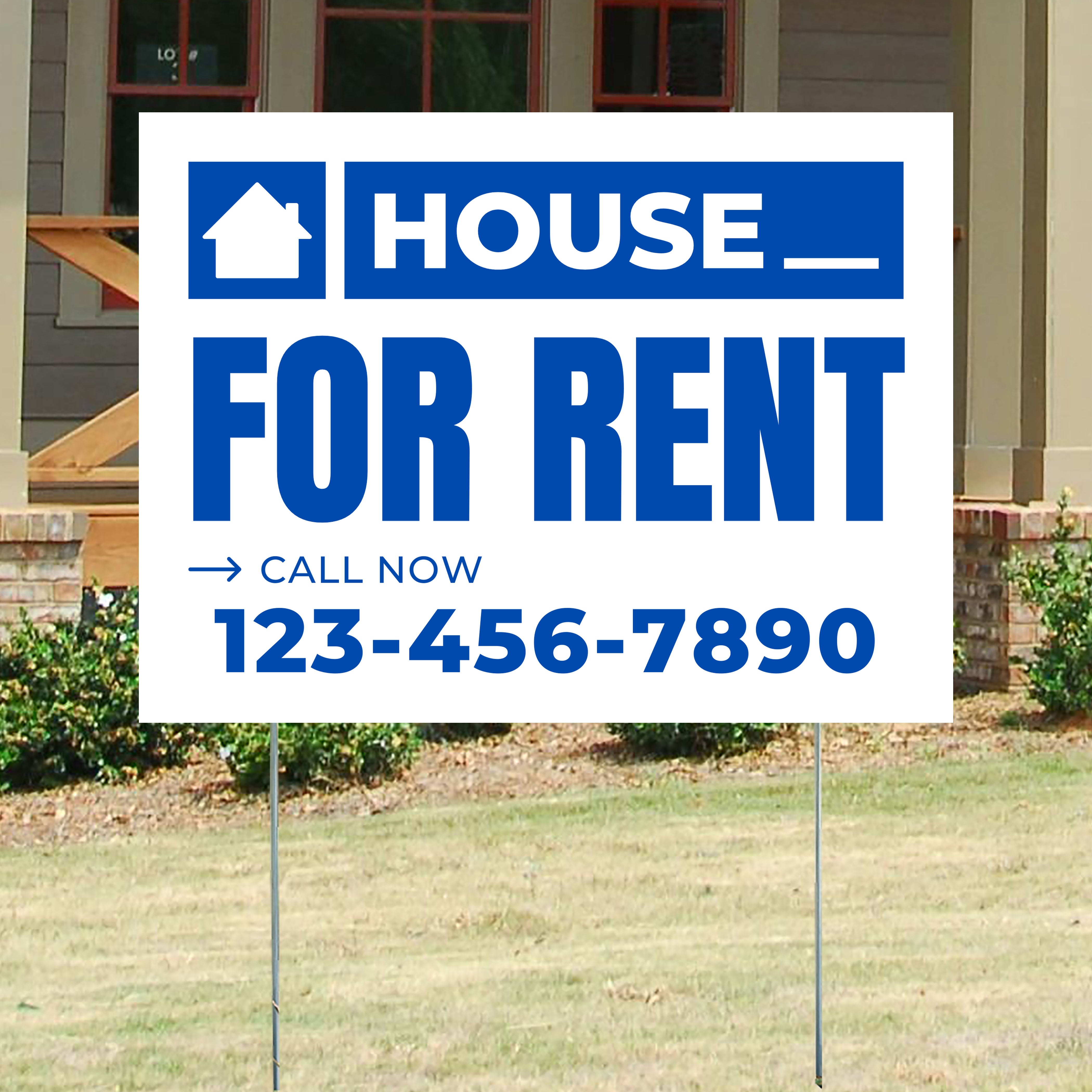 Real Estate - For Rent - Plain White Blue Design - YardSigns.com