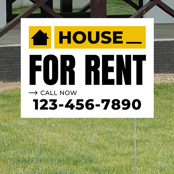 Real Estate - For Rent - Plain White Mustard Gold Design - YardSigns.com