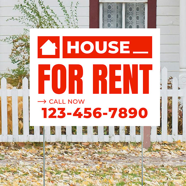 Real Estate - For Rent - Plain White Chili Red Design - YardSigns.com