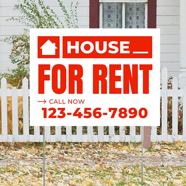 Real Estate - For Rent - Plain White Chili Red Design YardSigns.com