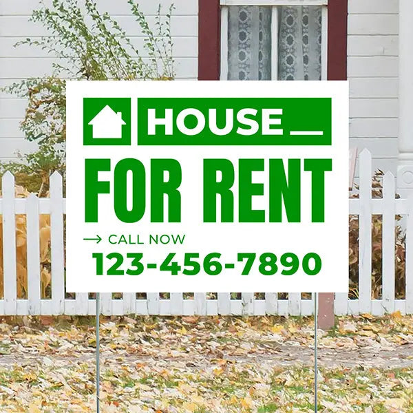 Real Estate - For Rent - Plain White Green Design YardSigns.com