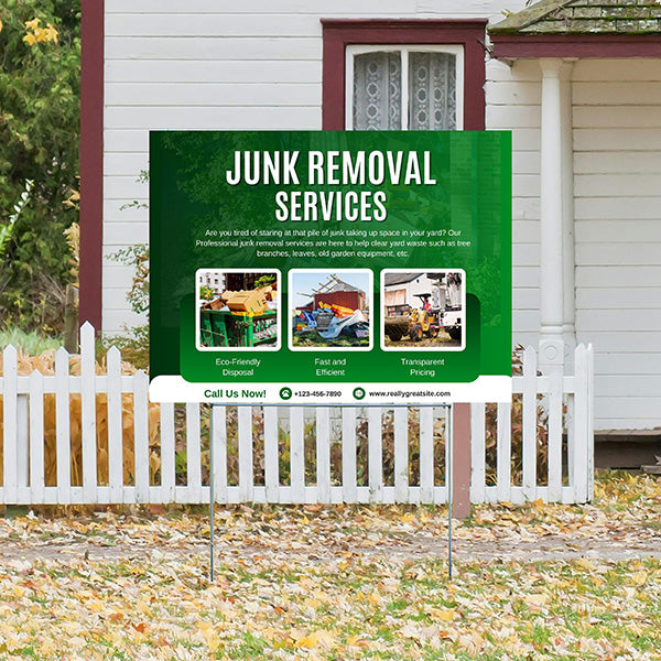 Junk Removal - Yard Waste: Tree branches, leaves, old garden equipment, etc. - YardSigns.com