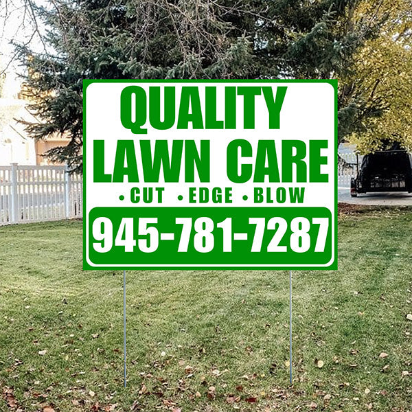 Landscaper - Quality Lawn Care - Cut Edge Blow - White Green Design - YardSigns.com