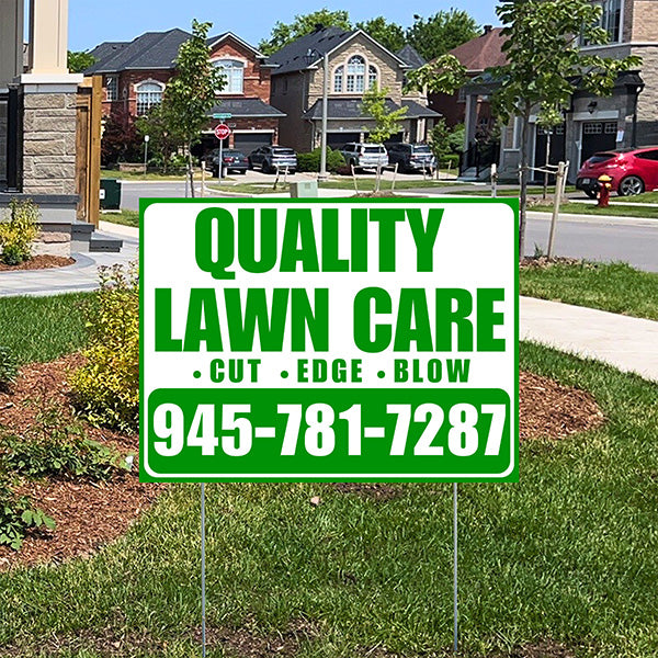 Landscaper - Quality Lawn Care - Cut Edge Blow - White Green Design - YardSigns.com