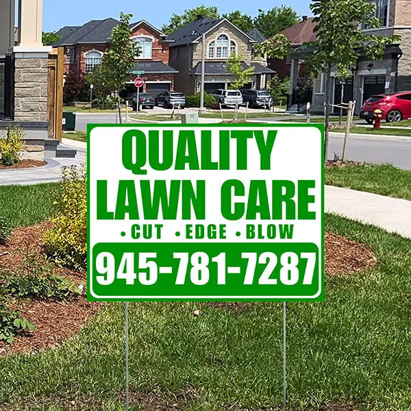 Landscaper - Quality Lawn Care with Price Tag - White Green Design YardSigns.com