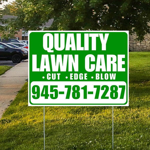 Landscaper - Quality Lawn Care - Cut Edge Blow - White Green Design - YardSigns.com