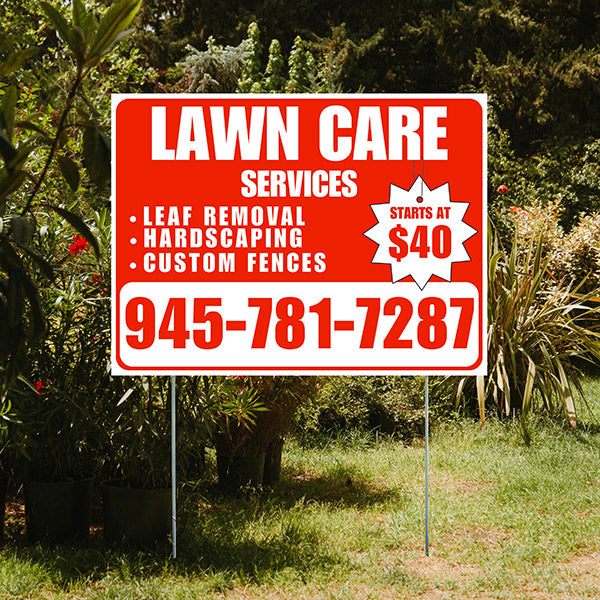 Landscaper - Lawn Care Services - Leaf Removal Hardscaping Custom Fences - White Chili Red Design - YardSigns.com