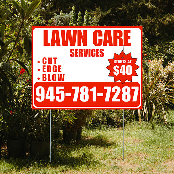 Landscaper - Quality Lawn Care with Price Tag - Chili Red White Design - YardSigns.com