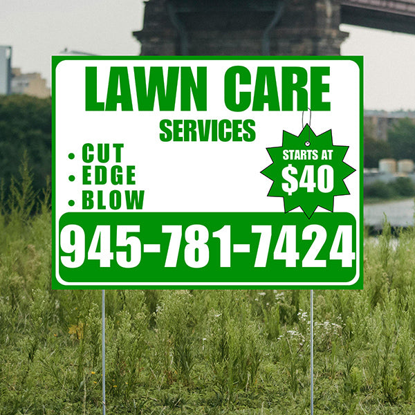 Landscaper - Quality Lawn Care with Price Tag - Green White Design - YardSigns.com