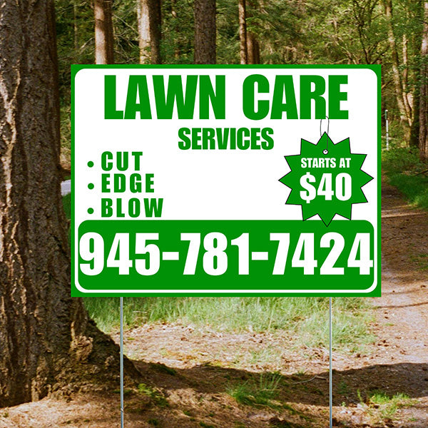 Landscaper - Quality Lawn Care with Price Tag - Green White Design - YardSigns.com