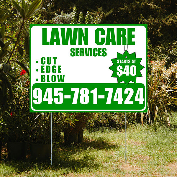 Landscaper - Quality Lawn Care with Price Tag - Green White Design - YardSigns.com