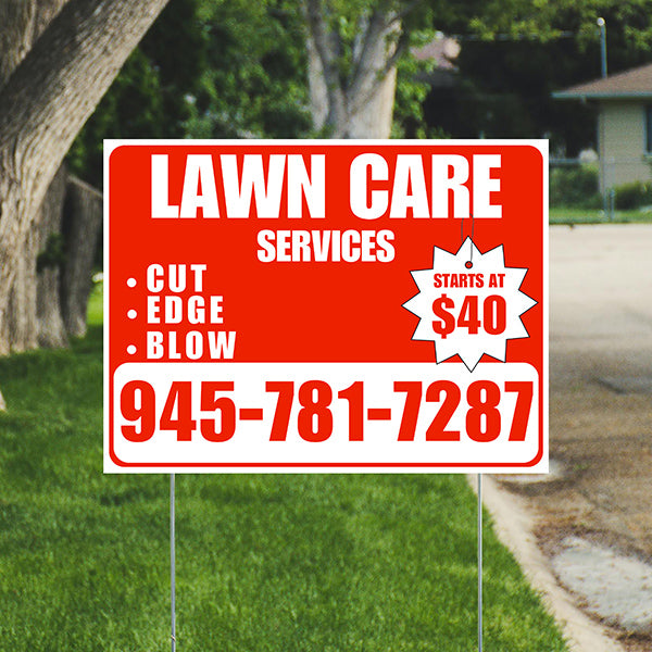Landscaper - Quality Lawn Care with Price Tag - White Chili Red Design - YardSigns.com