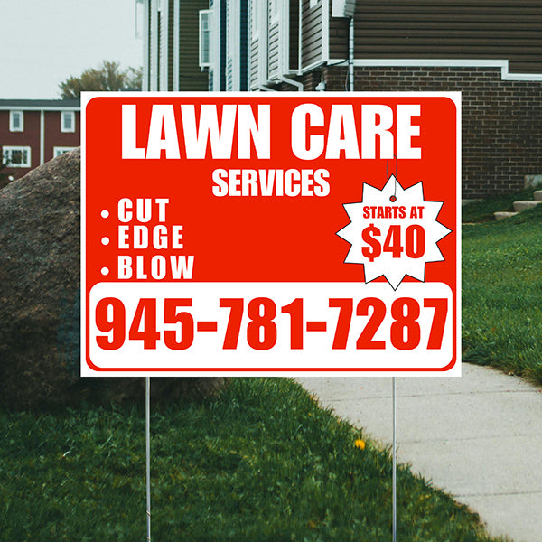 Landscaper - Quality Lawn Care with Price Tag - White Chili Red Design - YardSigns.com