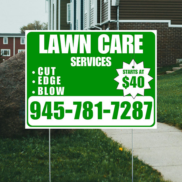 Landscaper - Quality Lawn Care with Price Tag - White Green Design - YardSigns.com