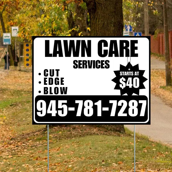 Landscaper - Quality Lawn Care with Price Tag - White Black Design YardSigns.com