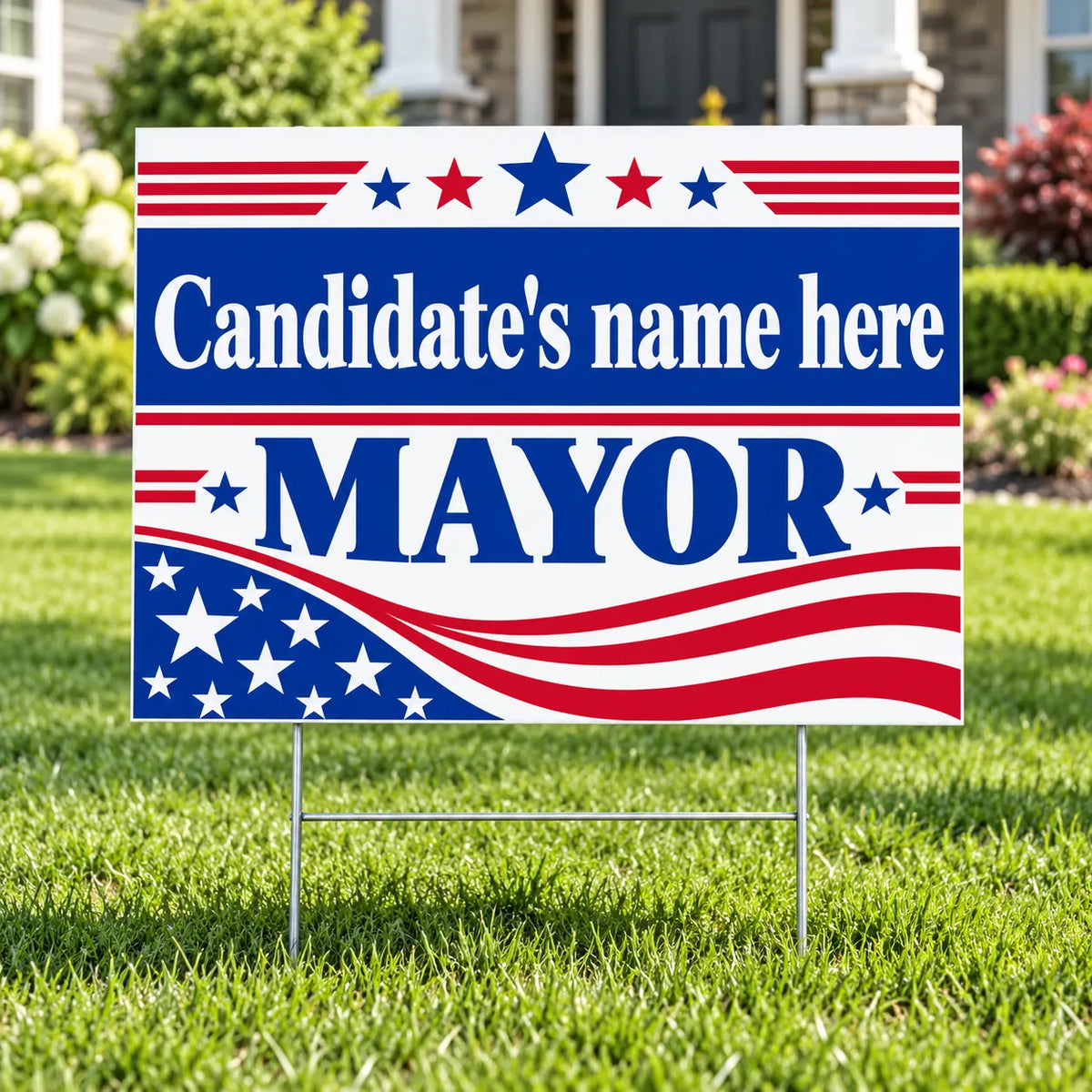 Mayor Campaign Yard Sign – Stars & Flag Waves YardSigns.com