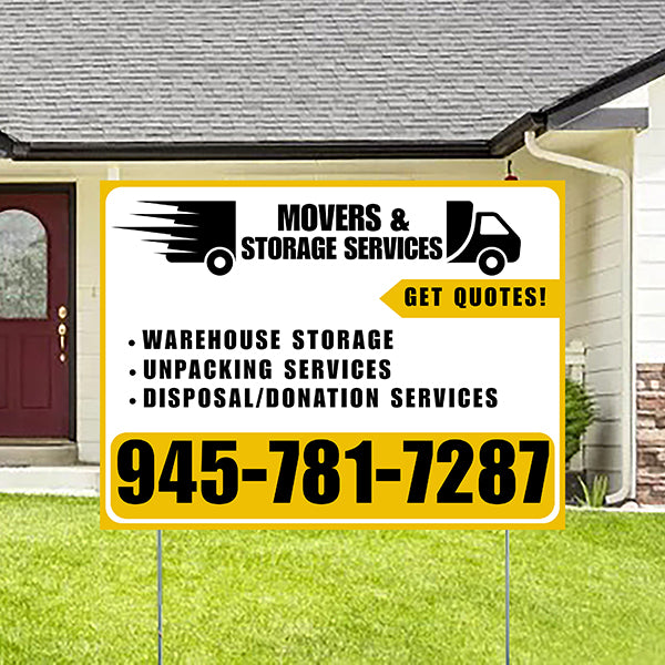 Moving & Storage Services - Warehouse Storage, Unpacking Services, Disposal/Donation Services - Get Quotes - Plain Mustard Gold White Design - YardSigns.com