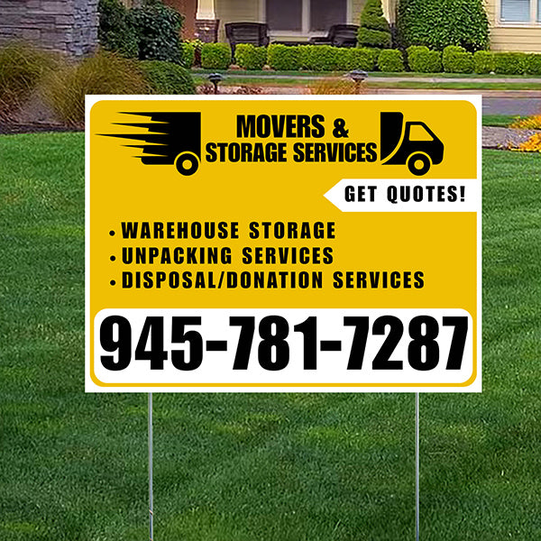 Moving & Storage Services - Warehouse Storage, Unpacking Services, Disposal/Donation Services - Get Quotes - Plain White Mustard Gold Design - YardSigns.com