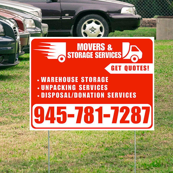 Moving & Storage Services - Warehouse Storage, Unpacking Services, Disposal/Donation Services - Get Quotes - Plain White Chili Red Design - YardSigns.com