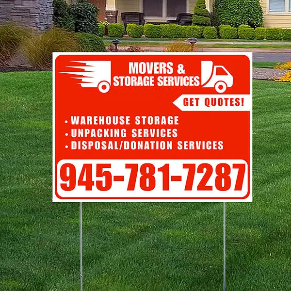 Moving & Storage Services - Warehouse Storage, Unpacking Services, Disposal/Donation Services - Get Quotes - Plain White Chili Red Design YardSigns.com