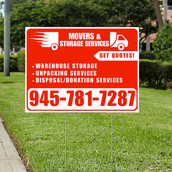 Moving & Storage Services - Warehouse Storage, Unpacking Services, Disposal/Donation Services - Get Quotes - Plain White Chili Red Design - YardSigns.com