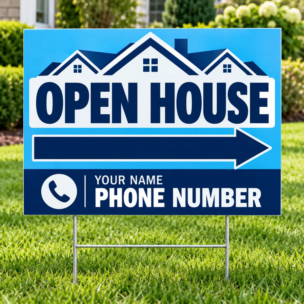 Real Estate - Open House - Sky Blue Neighborhood YardSigns.com