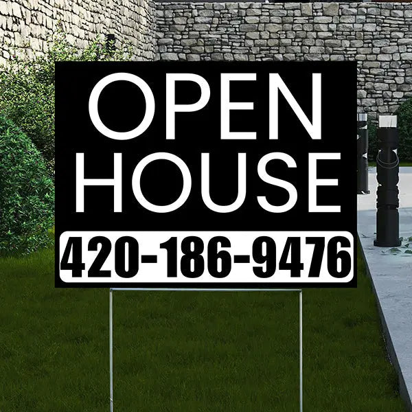 Real Estate - Open House - Simple Black House Design YardSigns.com