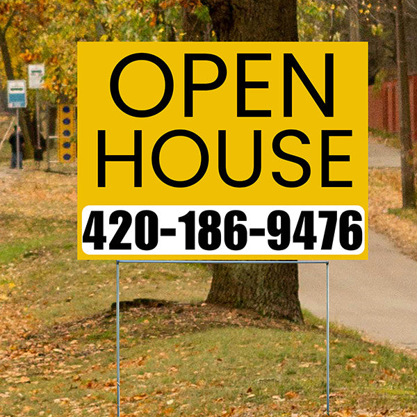 Real Estate - Open House - Plain Mustard Gold White Design - YardSigns.com