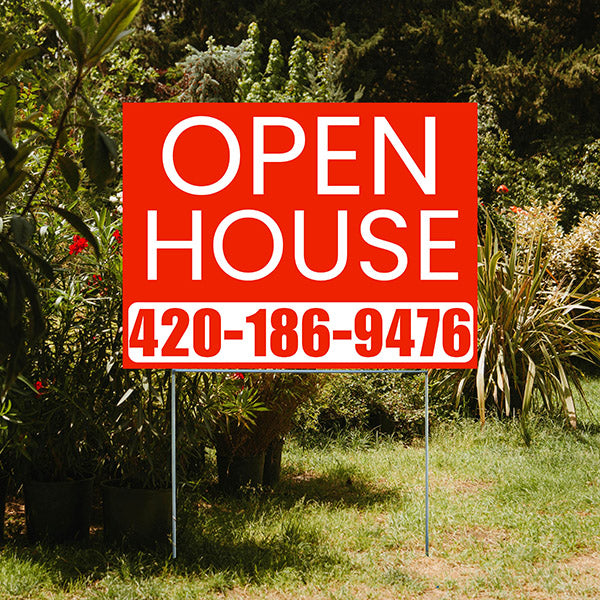 Real Estate - Open House - Plain Chili Red White Design - YardSigns.com