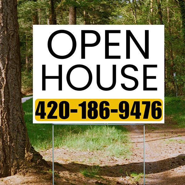 Real Estate - Open House - Plain White Mustard Gold Design - YardSigns.com