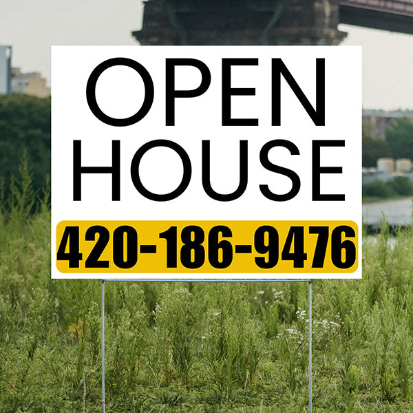 Real Estate - Open House - Plain White Mustard Gold Design - YardSigns.com