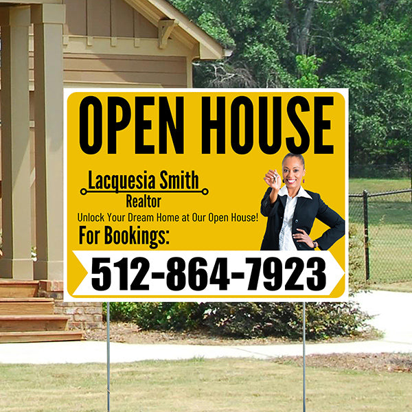 Real Estate - Open House - Plain Realtor Mustard Gold White Design - YardSigns.com