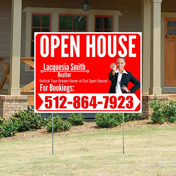 Real Estate - Open House - Plain Realtor Chili Red White Design YardSigns.com