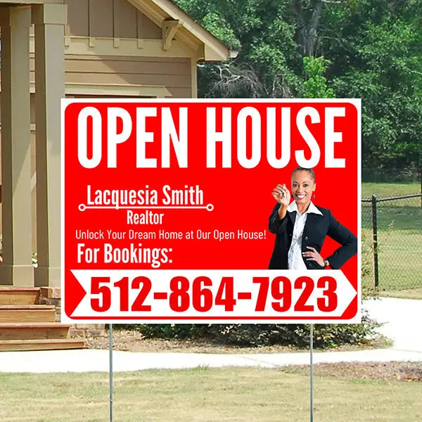 Real Estate - Open House - Plain Realtor Chili Red White Design YardSigns.com