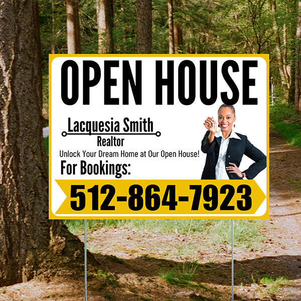 Real Estate - Open House - Plain Realtor White Mustard Gold Design - YardSigns.com