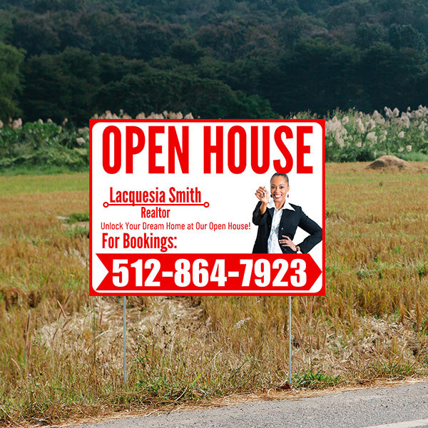Real Estate - Open House - Plain Realtor White Chili Red Design - YardSigns.com