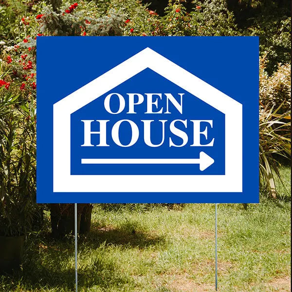 Real Estate - Open House - Simple Blue House Design YardSigns.com