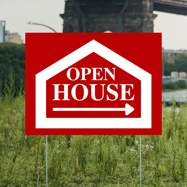Real Estate - Open House - Simple Chili Red House Design - YardSigns.com