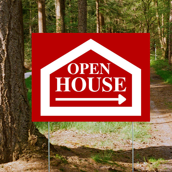 Real Estate - Open House - Simple Chili Red House Design - YardSigns.com