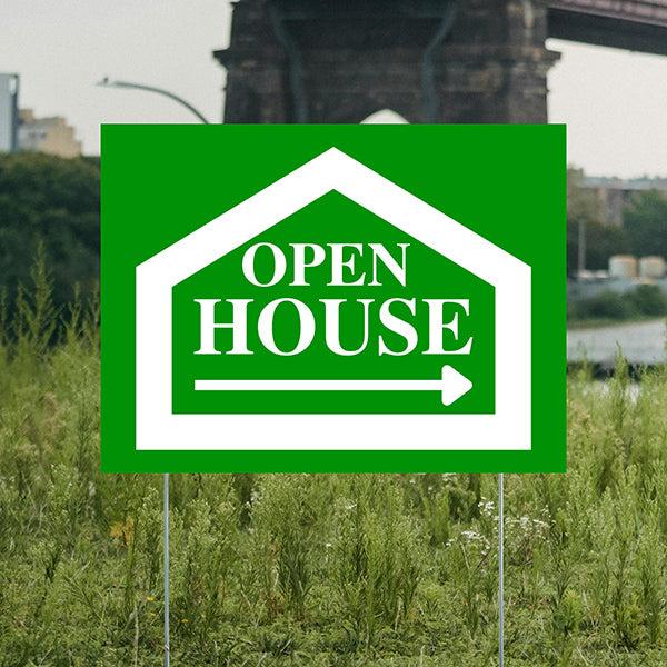 Real Estate - Open House - Simple Green House Design - YardSigns.com